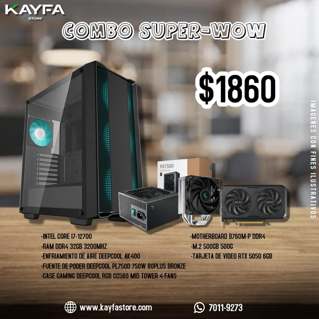 -INTEL CORE I7-12700
-MOTHERBOARD B760M DDR4
-M.2 500GB 500G
-TARJETA DE VIDEO RTX 5050 6GB 
-ENFRIAMIENTO DE AIRE DEEPCOOL AK400
-FUENTE DE PODER DEEPCOOL PL750D 750W 80PLUS BRONZE
-CASE GAMING DEEPCOOL RGB CC560 MID TOWER 4 FANS 